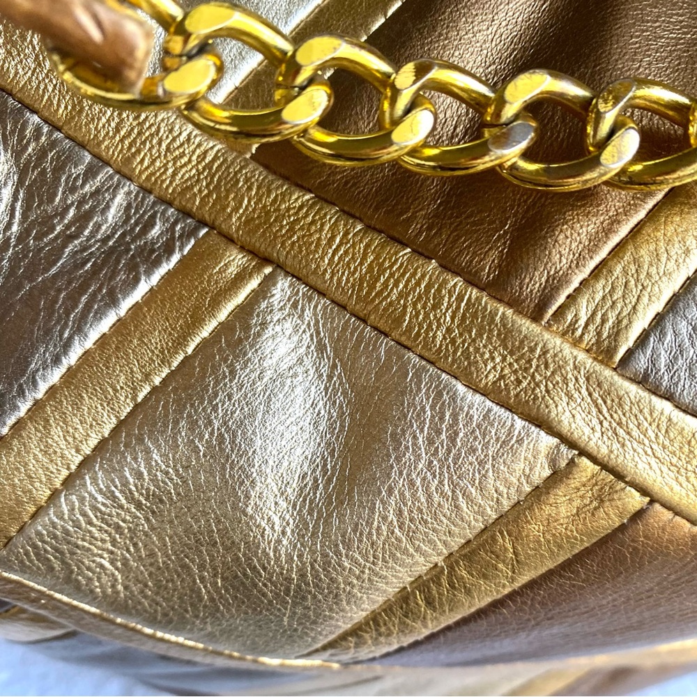 Michael Kors hobo patchwork bag in silver gold and bronze with gold chain EUC - Picture 12 of 13